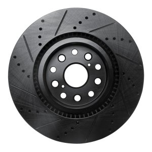 Lexus LS460 Brake Rotor (1) - Front Right - R1 Concepts - Drilled & Slotted - Black - `07-`23